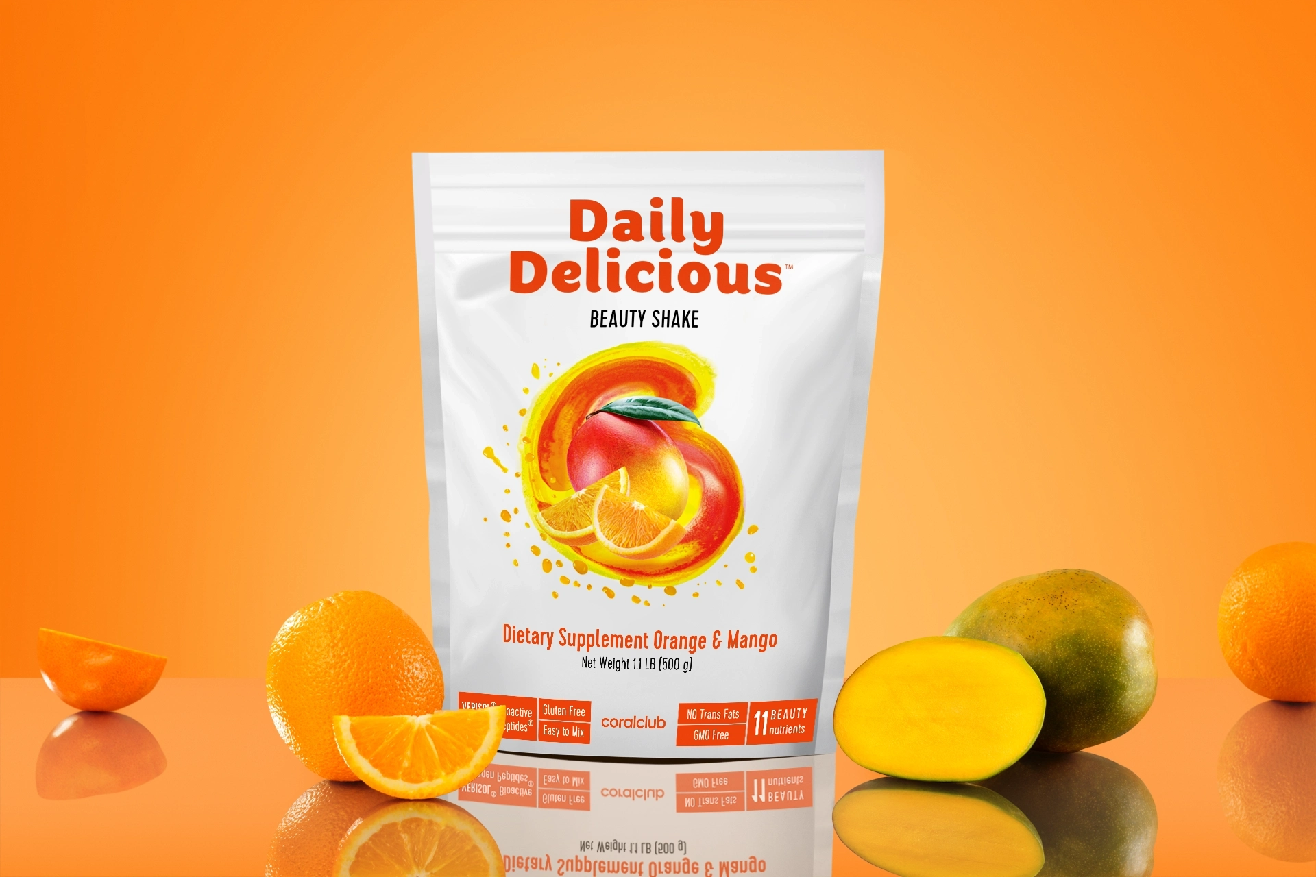 Daily Delicious Beauty Shake cu aromă de portocale și mango